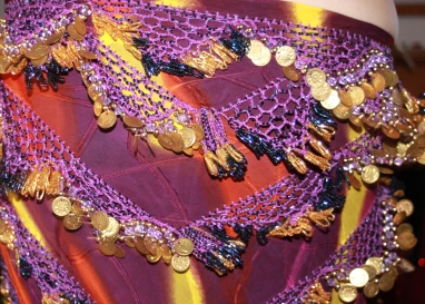 gold and purple belly dance hipscarf